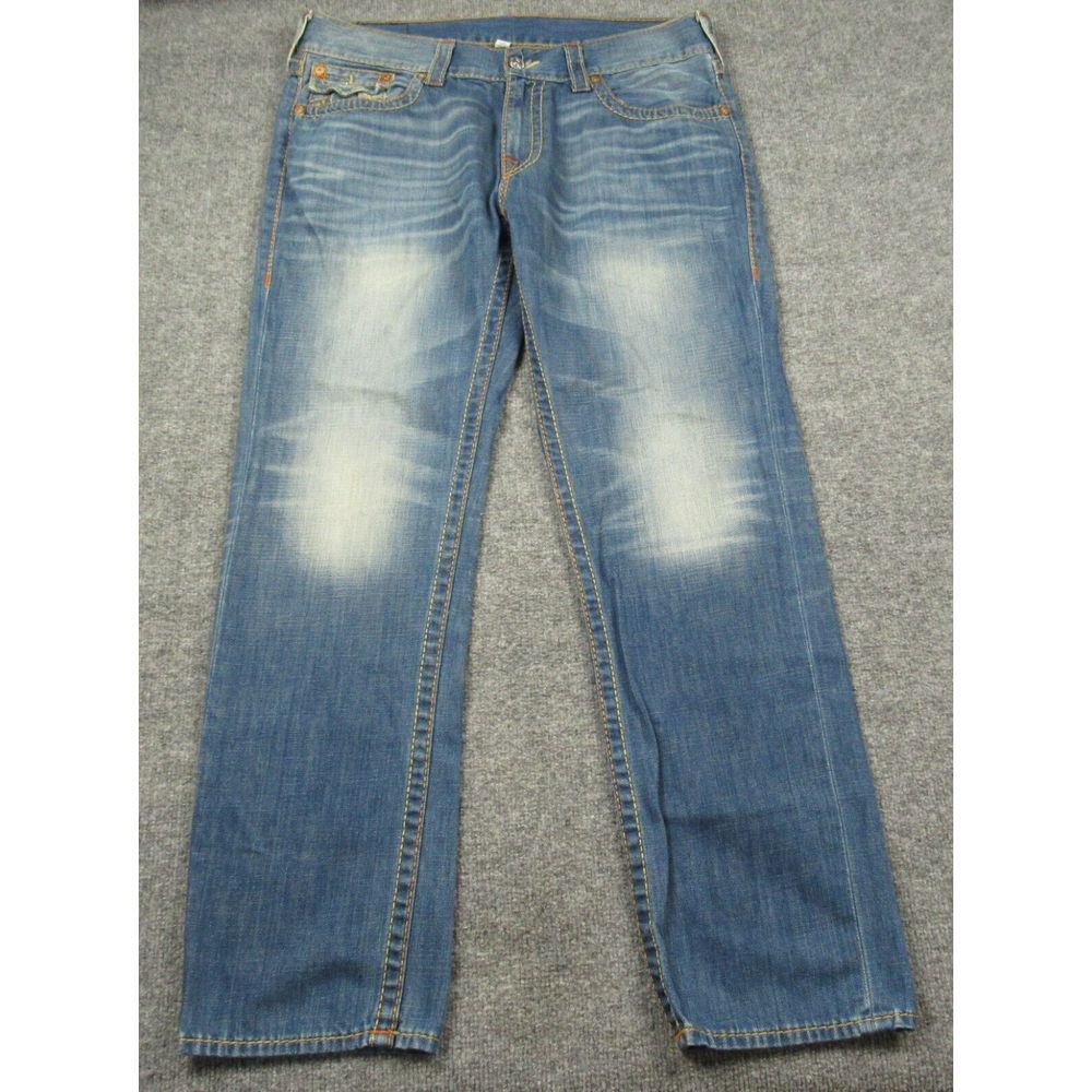 True‎ Religion Jeans Men 38x32 Skinny Denim Flap Pocket Y2k CXLM Dragonfish